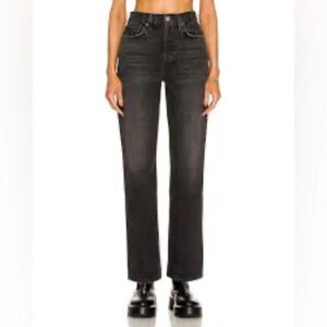 Re/Done 70's Bootcut Button Fly Cotton Jeans in Broken In Black - Size 27